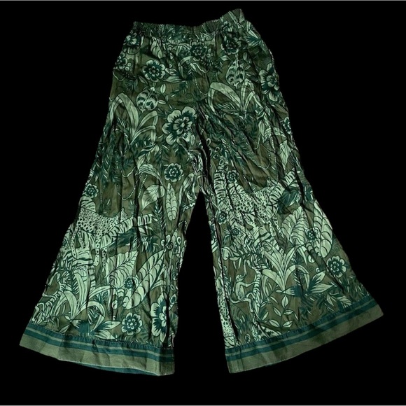 Farm Rio x Anthropologie Satin Printed Pants Wide Leg Pant SIZE S - Picture 3 of 6